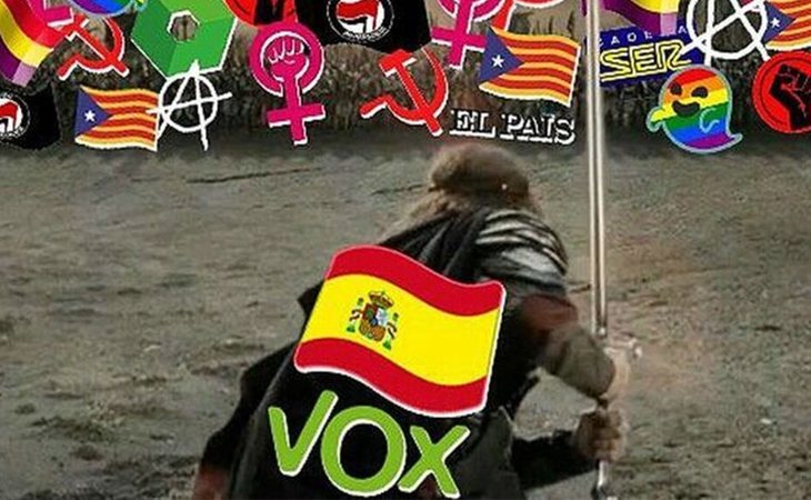 El montaje de VOX utilizando la imagen de Aragorn de 'El señor de los anillos'