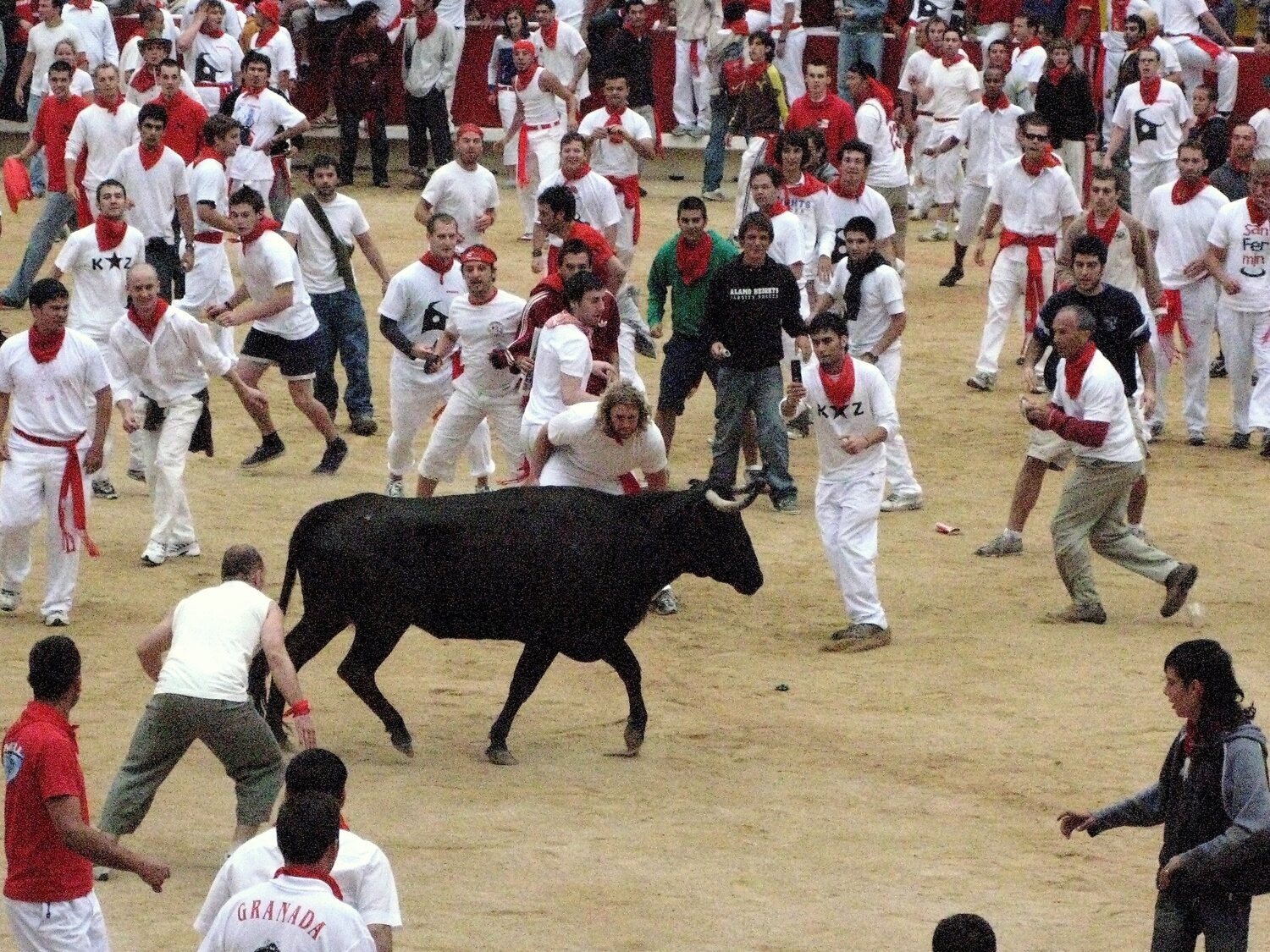 Un toro se parte un cuerno durante un peligroso encierro en Sanfermines