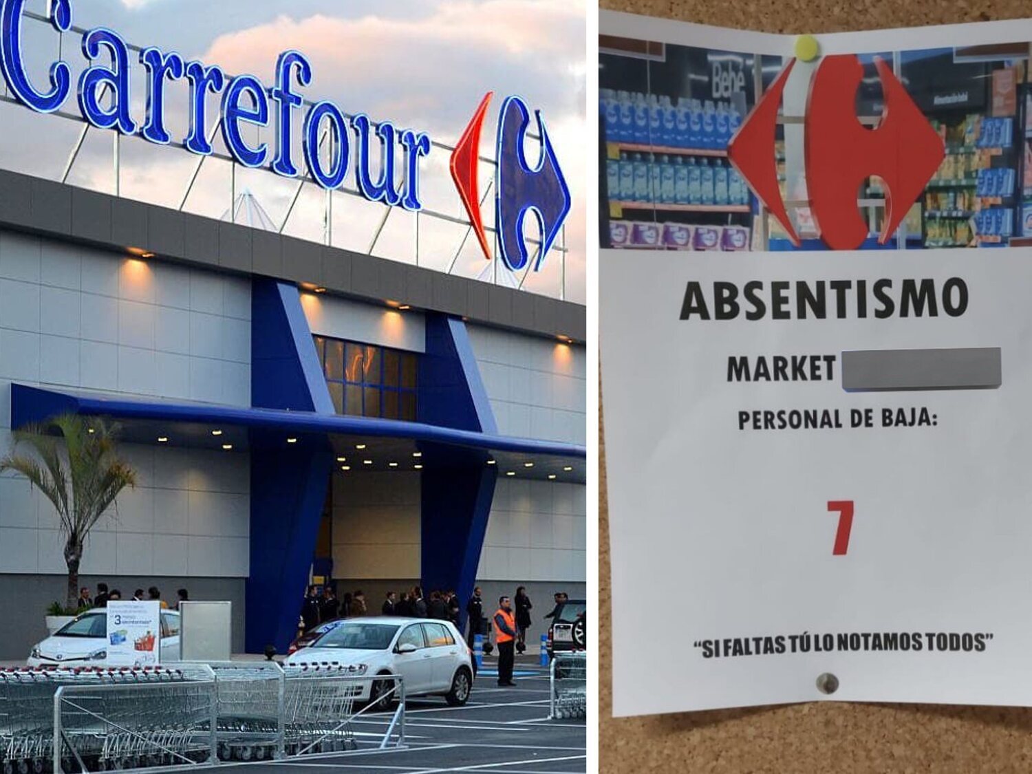 Polémica por los carteles de Carrefour por el absentismo laboral: críticas en redes y sindicatos