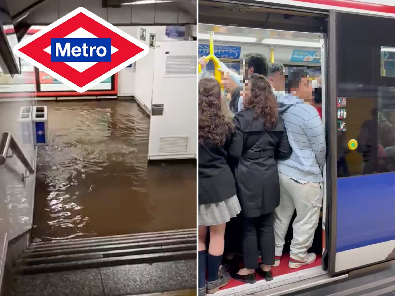 Caos en Metro de Madrid: trenes parados, inundaciones, tornos y escaleras sin funcionar