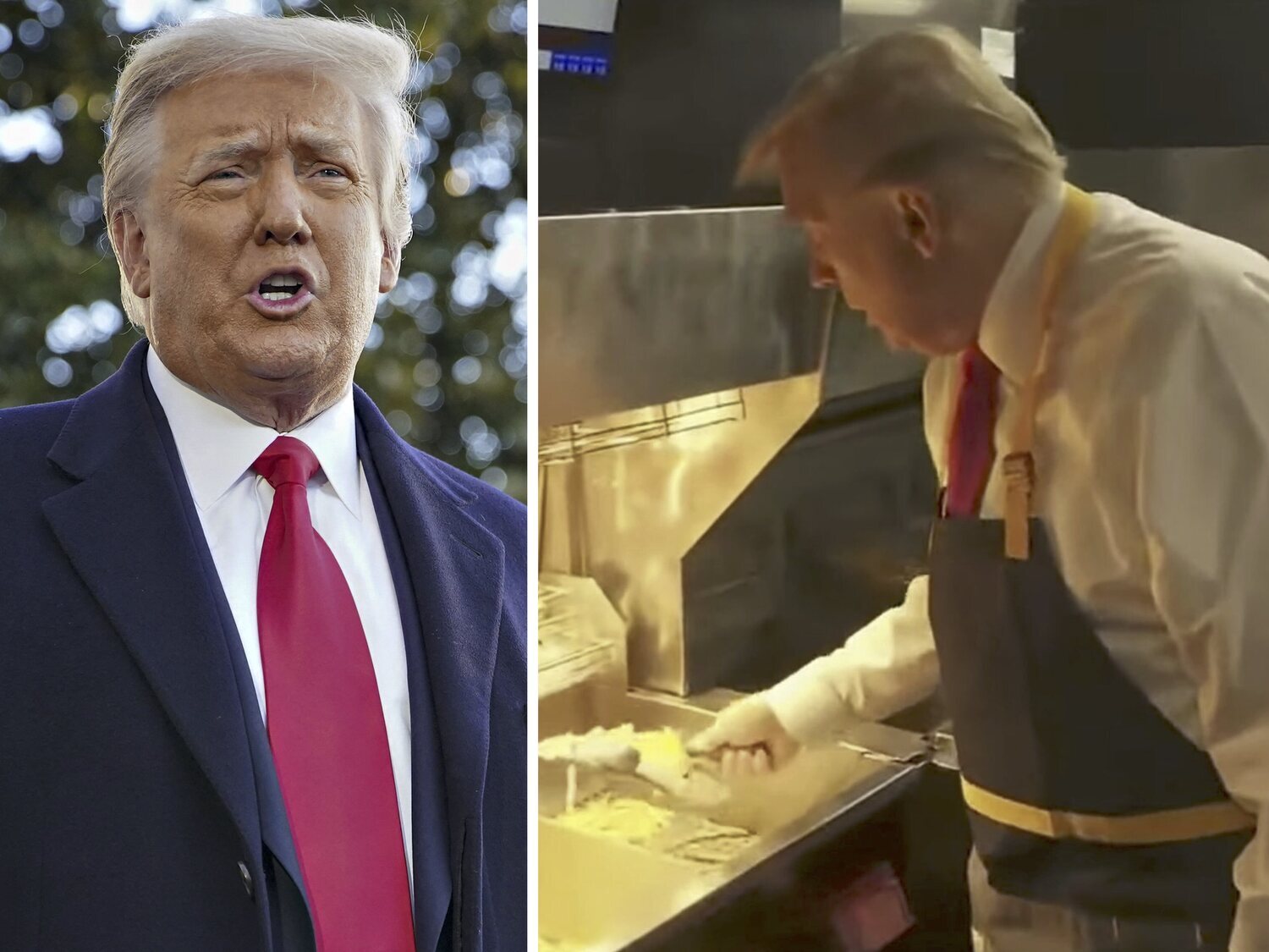 La pantomima de Trump: se graba friendo patatas en un McDonald's... cerrado