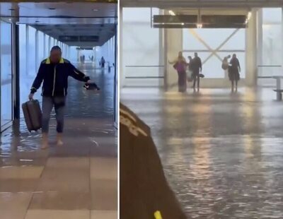 El aeropuerto de El Prat se inunda por las lluvias torrenciales