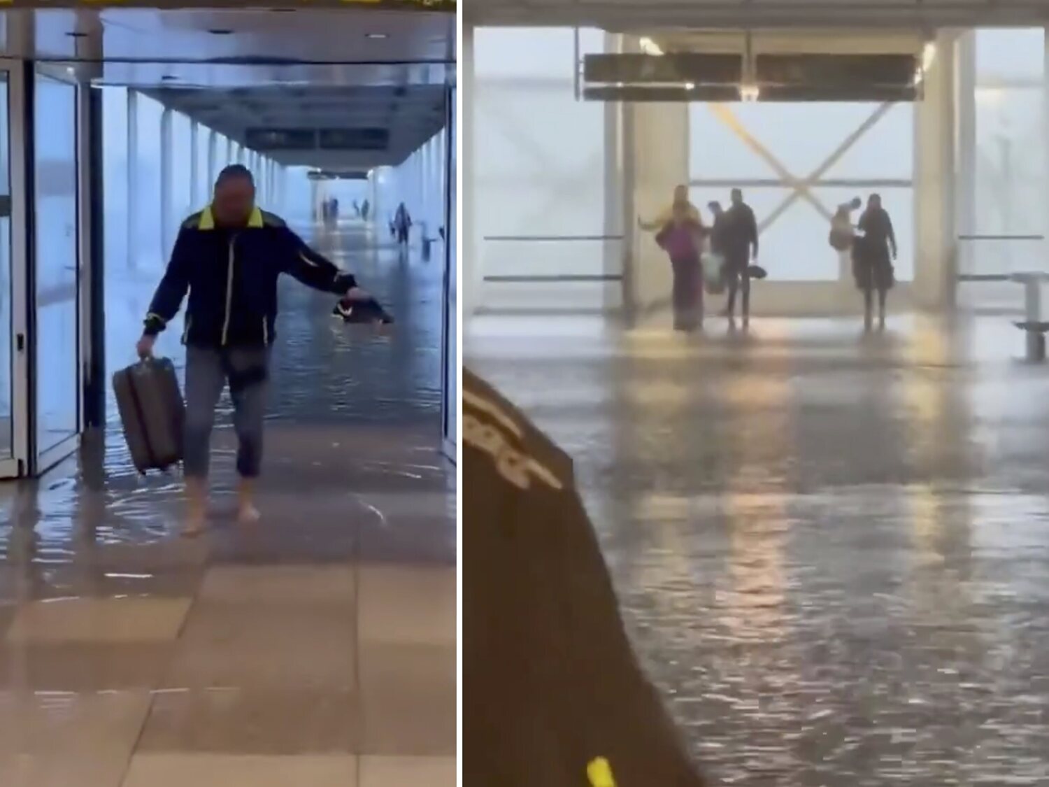 El aeropuerto de El Prat se inunda por las lluvias torrenciales