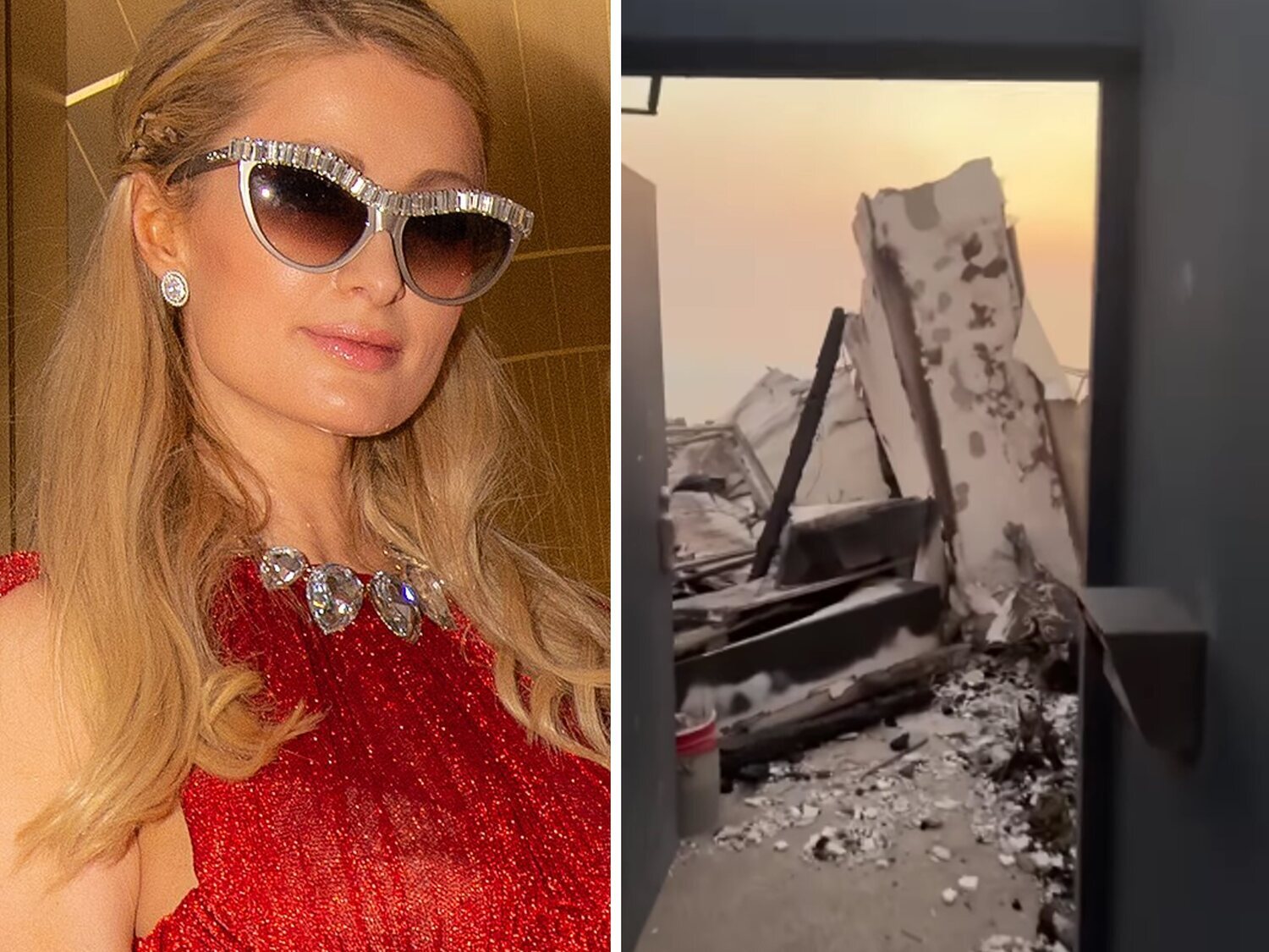 Paris Hilton visita los restos de su mansión en Los Ángeles