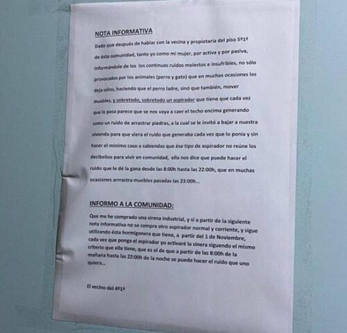 Cartel en el vecindario