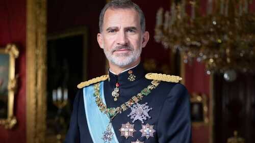 Felipe VI luciendo el collar de la Real Orden de Carlos III en retrato oficial