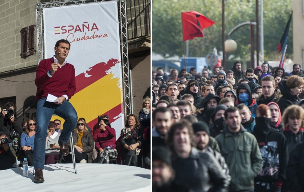 Ciudadanos celebra en Alsasua un acto en defensa de la Guardia Civil entre gritos de "fuera de aquí"